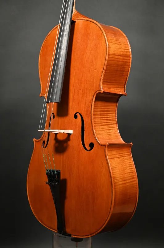 Decken- Zargenansicht eines Simon Paul 4/4 Meister Cello (Violoncello) nach Stradivarius, Handarbeit 2020