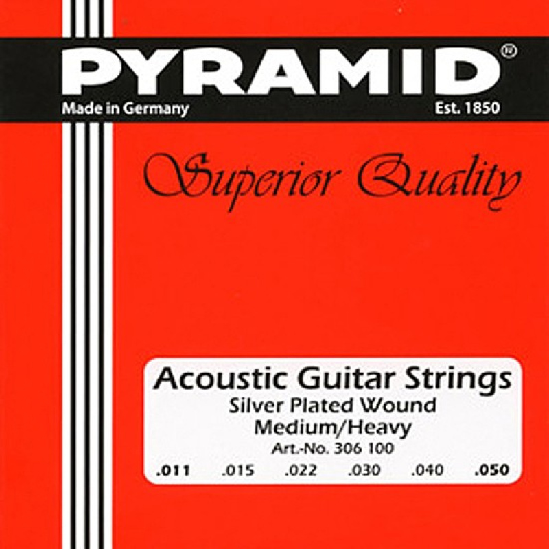 Preview: PYRAMID Superior Quality Silver – Akustikgitarrensaiten Medium/Heavy .011–.050