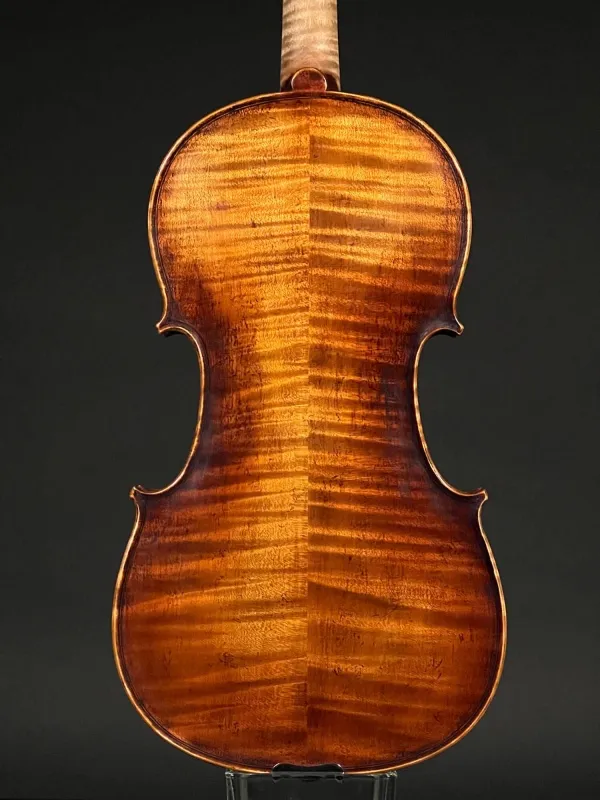 Boden-Detailansicht einer Simon Joseph 5Saiter 40,5 cm Konzert Viola (Bratsche) Handarbeit 2021