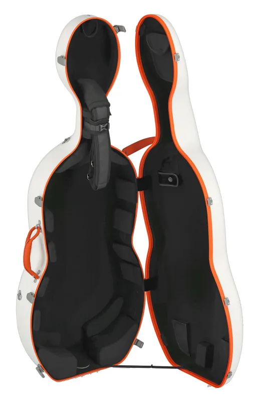 GEWApure PS353188 Cello (Violoncello) Koffer (Etui) Polycarbonat, Modell FUN, Farbe weiss-orange_12
