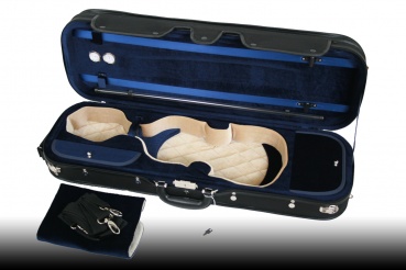 Preview: Petz 4/4 Geigenetui, sehr gut gearbeitet, schwarz/blau/beige