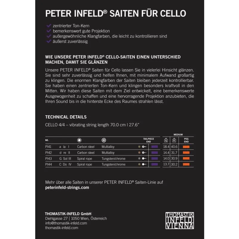Thomastik PETER INFELD® 4/4 CELLO (VIOLONCELLO) G Saite_Beschreibung