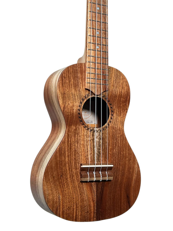 Preview: APC CS Simple Concert Ukulele aus massiver Koa-Akazie mit offenporigem Finish – handgefertigt in Portugal - Deckenansicht