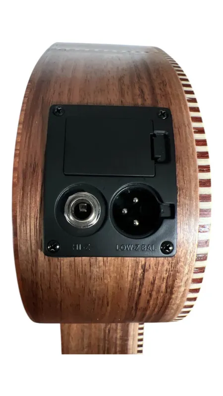 APC GT GW Guitalele aus massiver Koa-Akazie mit Cutaway und Preamp – Anschlüsse