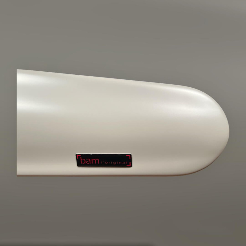 Preview: BAM 2002XLW Hightech Geigenetui 4/4 in Weiß – Logoansicht, schlankes Formetui