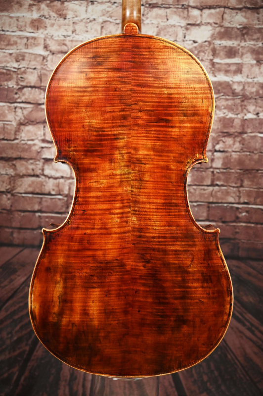 Preview: Bodenansicht eines Simon Joseph 4-Saiter Barock Cello (Violoncello) Handarbeit aus Siebenbürgen gebaut 2022