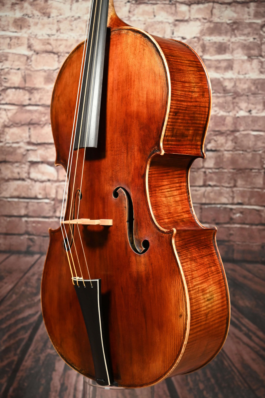 Preview: Decken-Zargenansicht eines Simon Joseph 4-Saiter Barock Cello (Violoncello) Handarbeit aus Siebenbürgen gebaut 2022