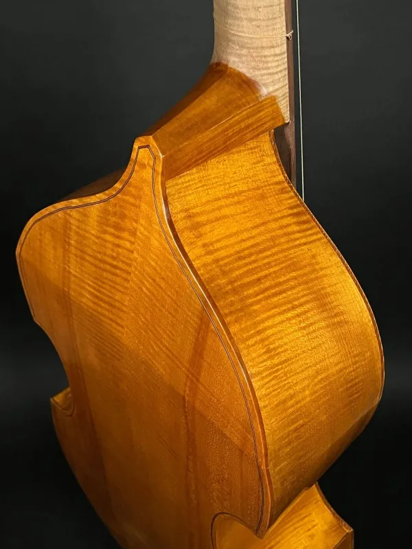Halsansatz-Detailansicht einer Bivaj Art 6-Saitige Bass Viola da Gamba Handarbeit aus Siebenbürgen gebaut 2021