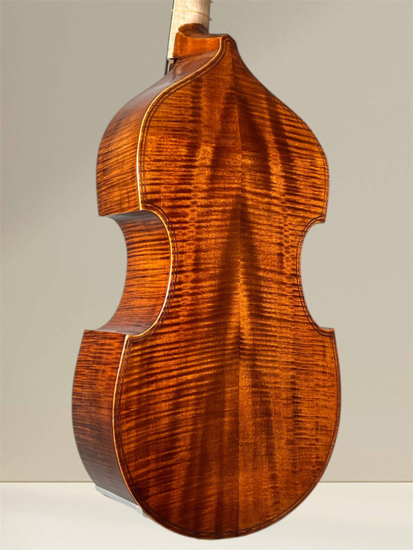 Preview: 6-saitige Bass Viola da Gamba gebaut nach Michel Colichon 2024 in Siebenbürgen - Bodenansicht seitlich