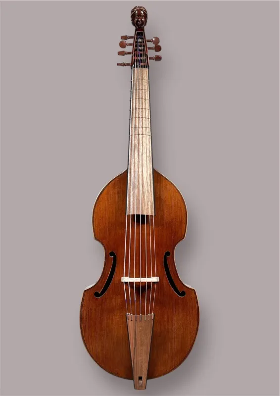 7-saitige Bassgambe nach Nicolas Bertrand gebaut 2024– Vorderansicht