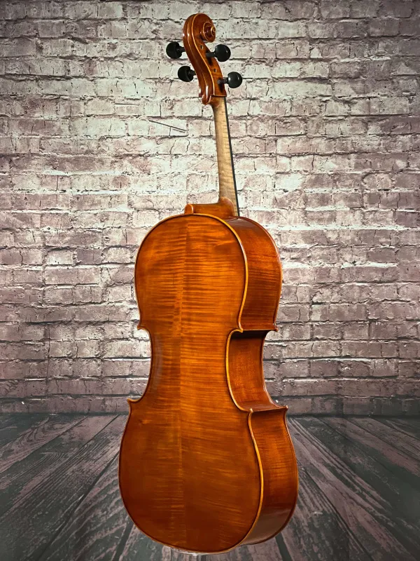 Seiten-Detailansicht-Boden-Zarge-komplett eines nicht spielfertiges Cello (Violoncello) Handarbeit 2022