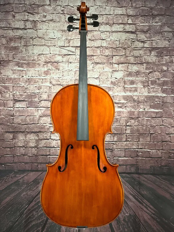 Vorder-Detailansicht-komplett eines nicht spielfertiges Cello (Violoncello) Handarbeit 2022