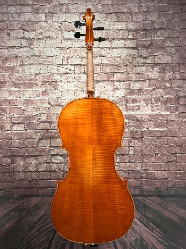 Rück-Detailansicht eines Stoica Alin di Bottega Cello Handarbeit aus Siebenbürgen 2022