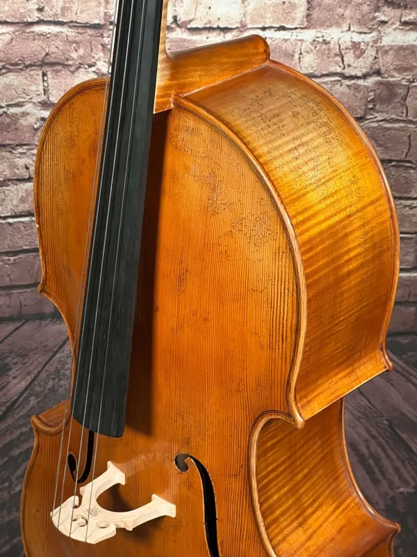 Halsansatz-vorne-Detailansicht einer Simon Joseph Goffriller Cello (Violoncello) Handarbeit 2019