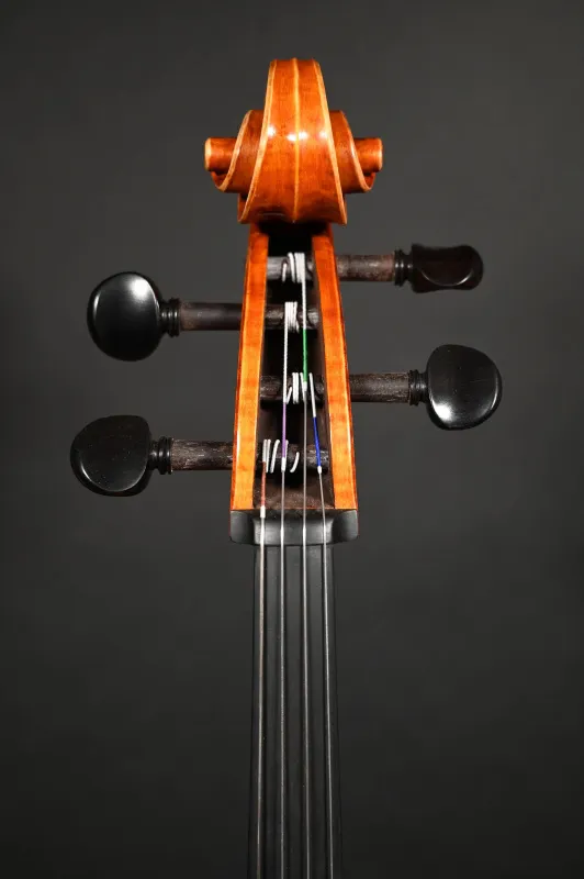 Simon Joseph 4/4 Meister Cello nach Modell nach Matteo Goffriller gebaut 2023_Schneckenansicht-vorne