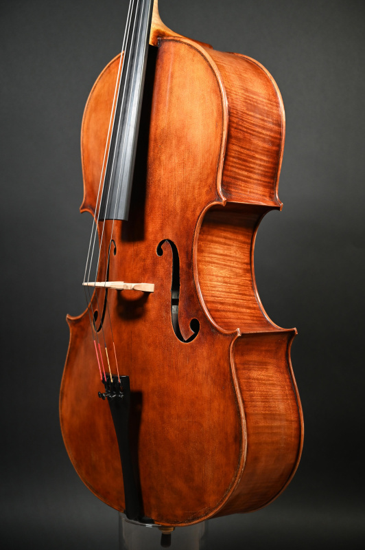 Preview: Decke-Zargeansicht - Robert Blaszauer Cello (Violoncello) Modell Goffriller gebaut 2005, Handarbeit aus Budapest