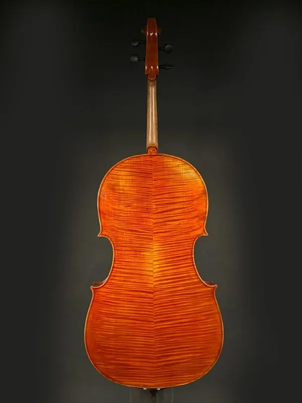 Rück-Detailansicht einer Simon Joseph Montagnana Cello (Violoncello) Handarbeit 2020