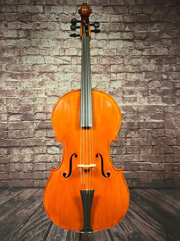 Vorder-Detailansicht eines Reghino 5Saiter Cello Piccolo Handarbeit 2021