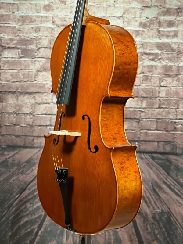 Decke-Zarge-Detailansicht eines Györke Francisc \"di Bottega\" Orchester Cello (Violoncello) Handarbeit 2018