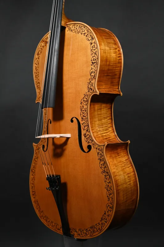 Decken- Zargenansicht eines Kalas Csaba 4/4 Meister Cello (Violoncello) nach Stradivarius Handarbeit 2022
