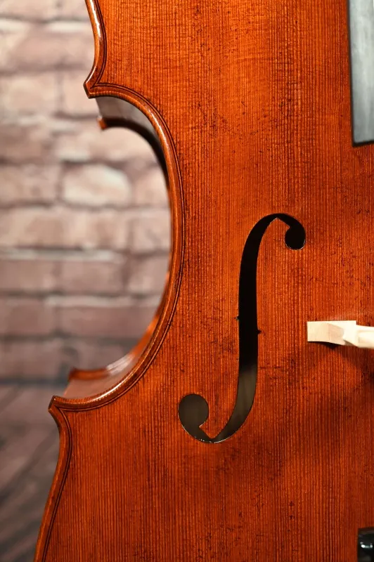 Flochansicht eines Simon Paul 7/8 Meister Cello (Violoncello) GUADAGNINI Modell, gebaut 2023