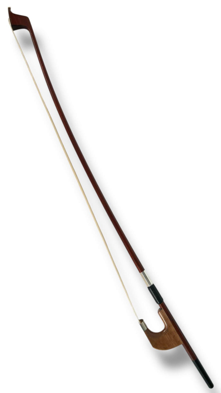 Preview: Dörfler Kontrabass BASISBOGEN „W. Dörfler“ – deutsches Modell, Fernambuk achteckig, Birnenholzfrosch, Metal Blanc-Wicklung