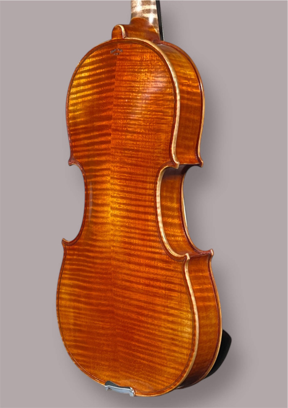 Preview: Boden-Zargenansicht einer Simon Joseph 5Saiter 4/4 Meister Geige (Violine) Handarbeit 2023