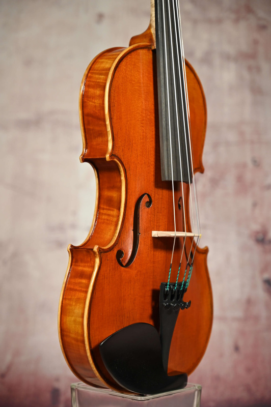 Preview: Decken-Zargenansicht einer Simon Joseph 5Saiter 4/4 Meister Geige (Violine) Handarbeit 2023
