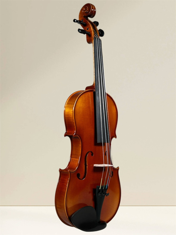 Preview: Geige (Violine) 4/4 aus Reghin Rumänien Baujahr 2025 - Vorderansicht, seitlich