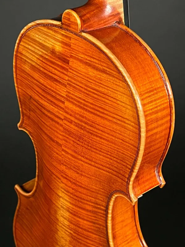 Back-oben-Detailansicht einer Butiu Cornel \"Professional\" Geige (Violine) Handarbeit 2018