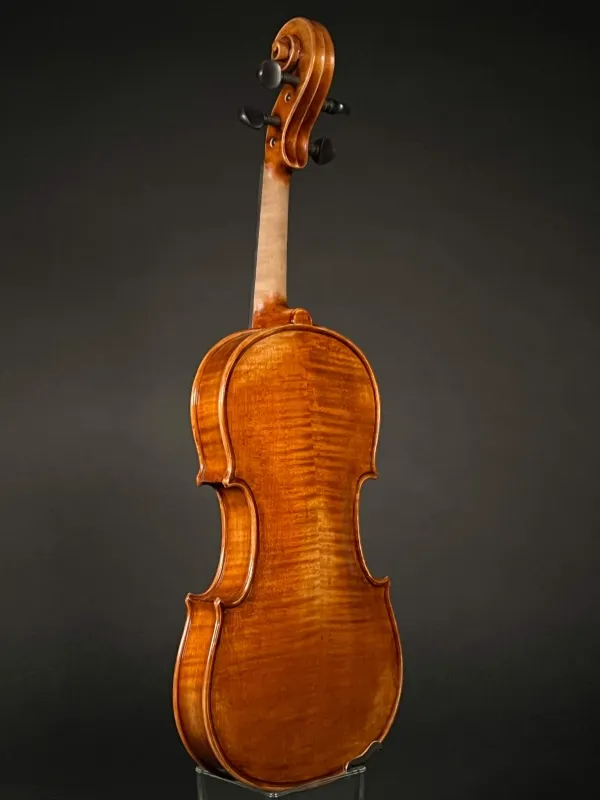 Back-Zarge-Detailansicht einer Butiu Cornel \"die Bottega\" Geige (Violine) Handarbeit 2022