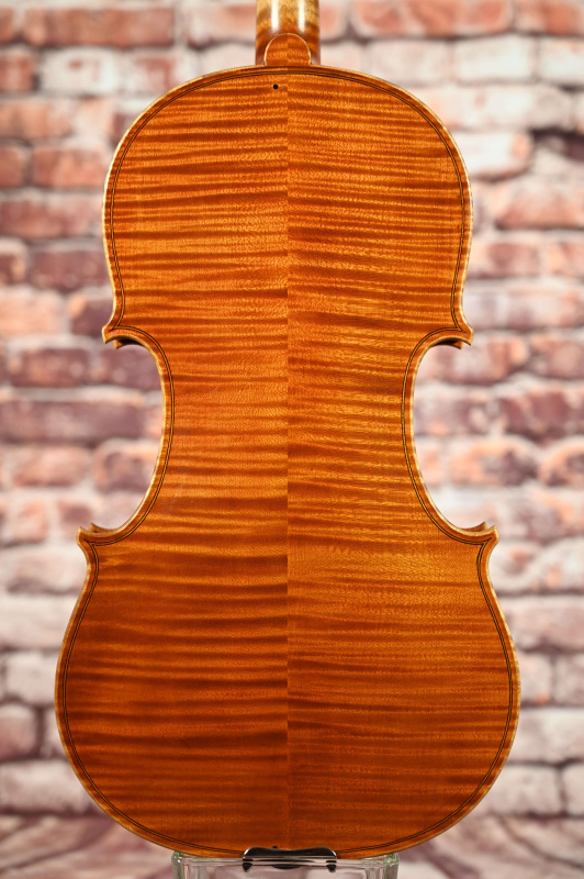 Preview: Bodenansicht einer Kalas Csaba Meister Geige (Violine) GUARNERI OLE BULL Modell gebaut 2020