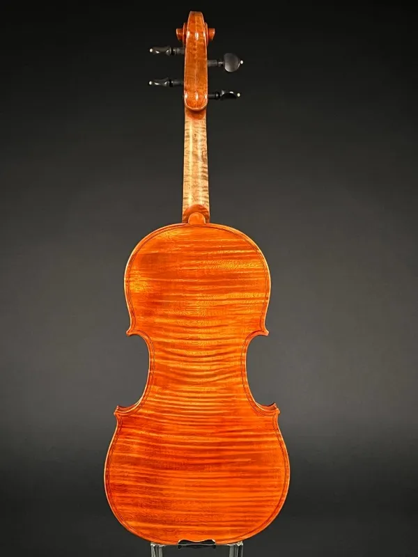 Back-Detailansicht einer Simon Joseph Meister Geige (Violine) Guarneri Modell Handarbeit 2020