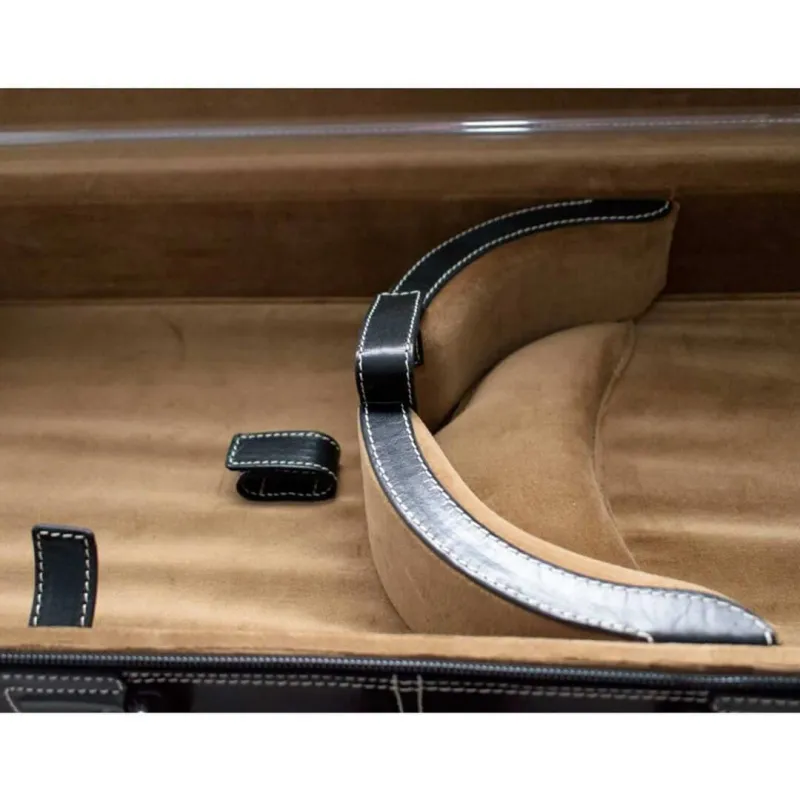 Exklusives GL-Lederetui für Violine mit braunem Innenfutter aus Veloursstoff, Geigenauflage