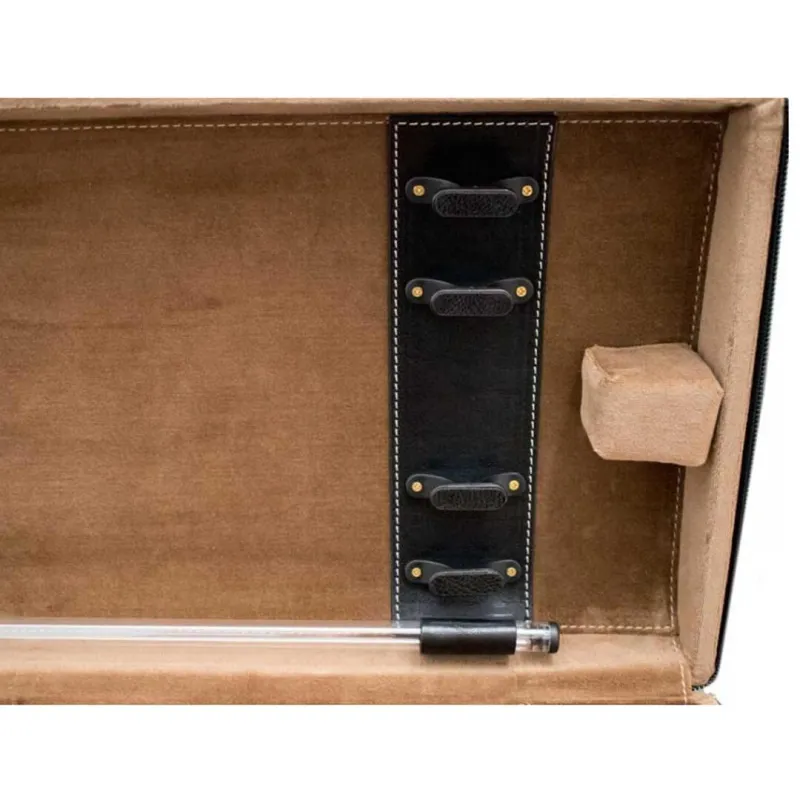 Exklusives GL-Lederetui für Violine mit braunem Innenfutter aus Veloursstoff, Bogenhalterung