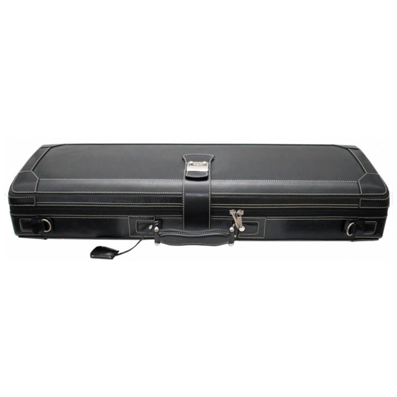 Preview: GL-Lederetui Violine Schwarz/Braun – italienisches Leder, 4 Bogenhalter, Stoßschutz