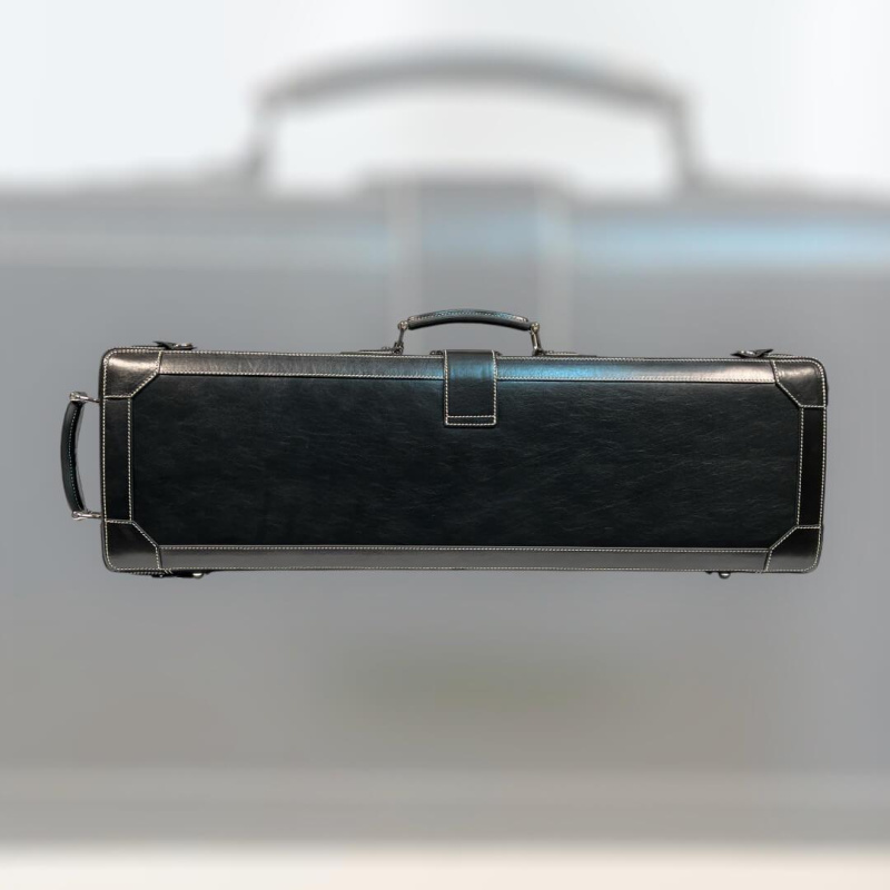 Preview: Exklusives GL-Lederetui für Violine in schwarzem italienischen Leder, stehend