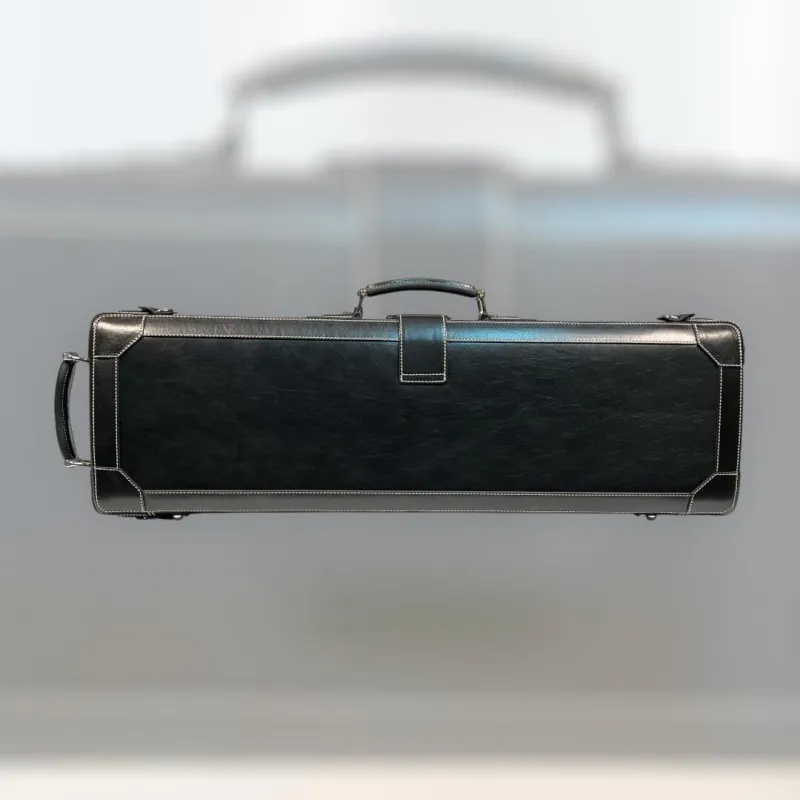Exklusives GL-Lederetui für Violine in schwarzem italienischen Leder, stehend