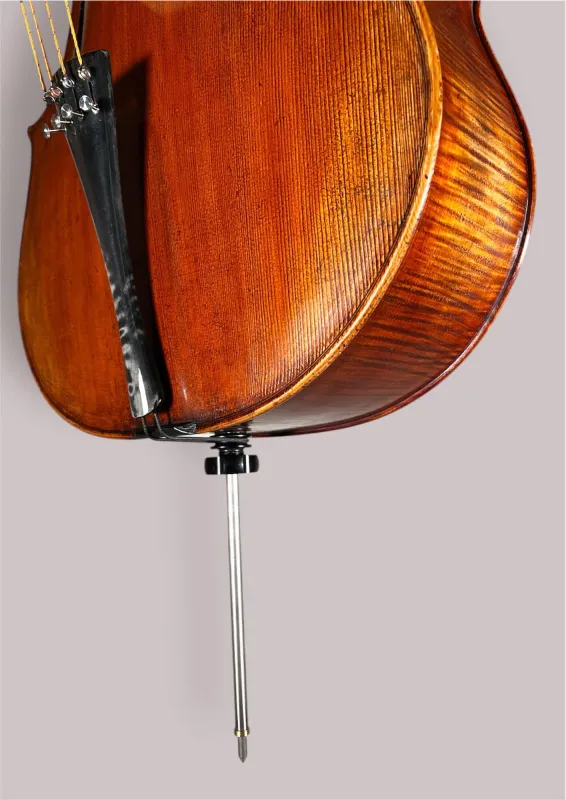 Konzertcello 2025 von Simon Joseph (Reghin), Goffriller-Modell – Stachelansicht