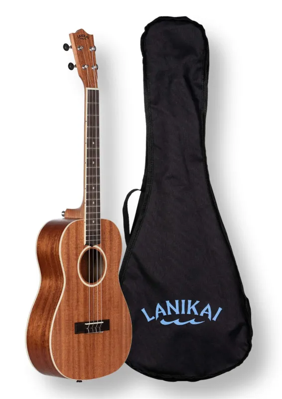 LANIKAI LU Series Baritonukulele natur – Seitenansicht mit Tasche