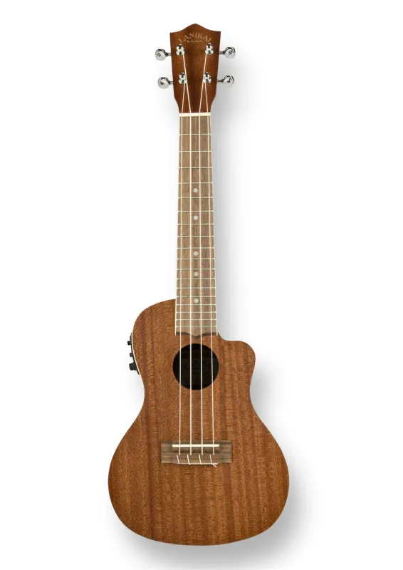 LANIKAI Mahogany Konzertukulele mit Cutaway und Fishman Preamp – Vorderansicht