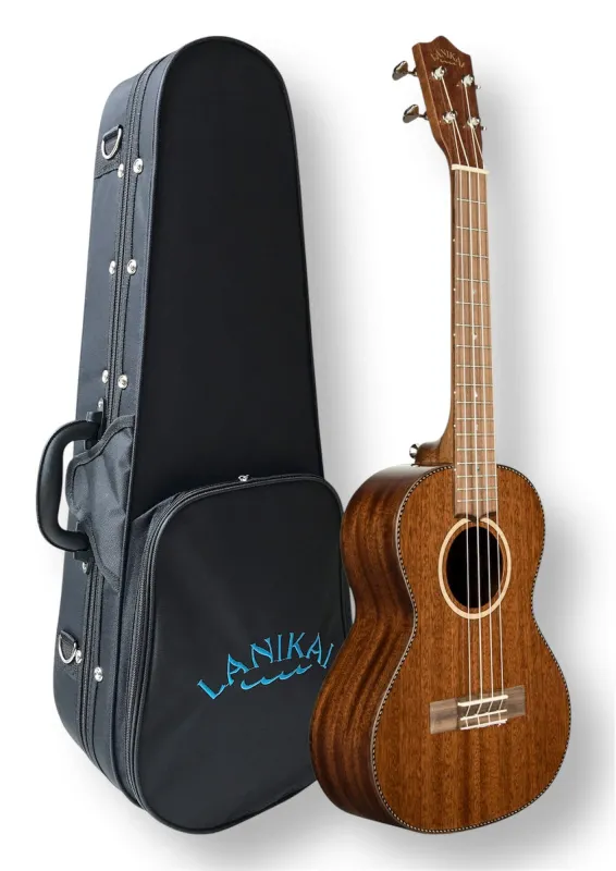 LANIKAI All Solid Mahogany Tenorukulele – Seitenansicht mit Softcase