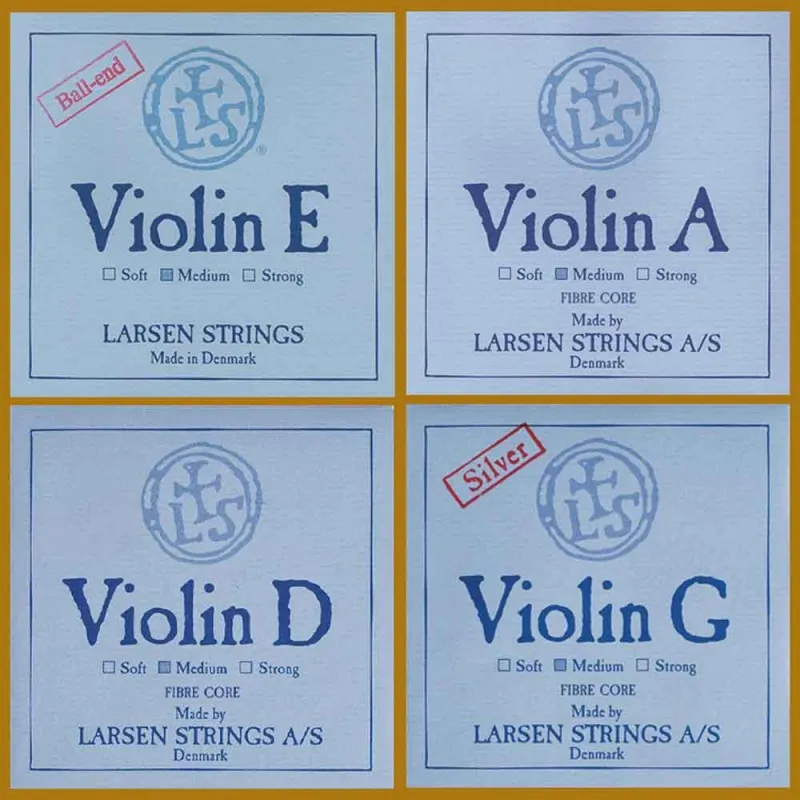 Larsen Original 4/4 Geige (Violine) Saiten SATZ, E-Kugel, Stärke Medium_Satzansicht