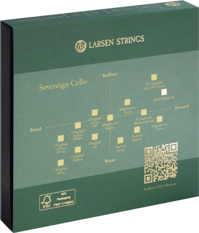 Larsen SOVEREIGN Cellosaiten Satz Medium - Verpackung Rückseite