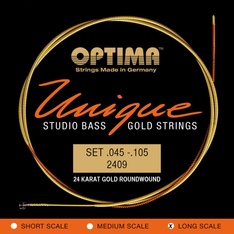 Preview: Optima E-Bass UNIQUE 24K GOLD Saiten Satz .045–.105 Long Scale