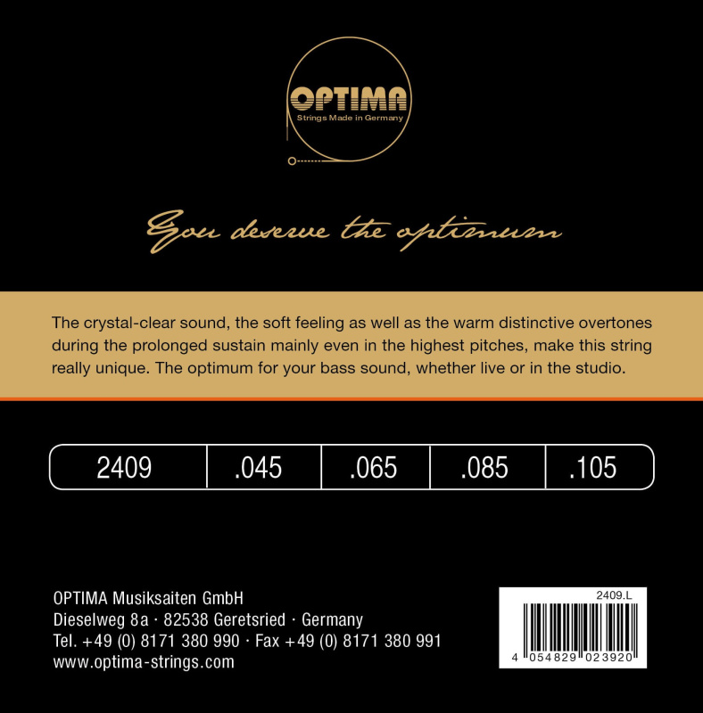 Preview: Optima E-Bass UNIQUE 24K GOLD Saiten Satz .045–.105 Long Scale
