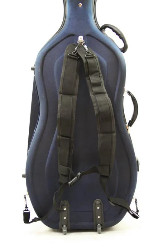 Petz Fiberglas-Composite Celloetui 4/4 in blau mit Rollen und Rucksacksystem - 2