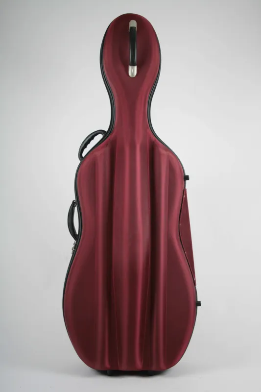 Petz Fiberglas-Composite Celloetui 4/4 in rot, robustes Etui mit Rollen - 1