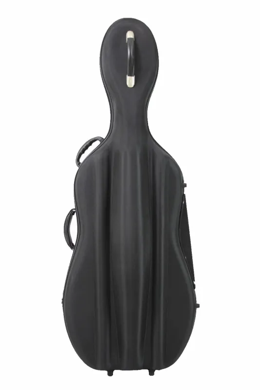 Petz Fiberglas-Composite Celloetui für 4/4-Cello in schwarz, robustes Etui mit Rollen, Rucksacksystem, Velour-Innenpolsterung und Zubehörfächern - 1