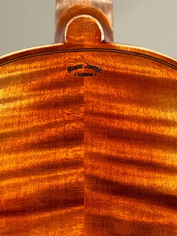 Simon Joseph 4/4 „Meister“ Barock Geige nach Stradivarius Modell gebaut 2025 - Brandstempelansicht